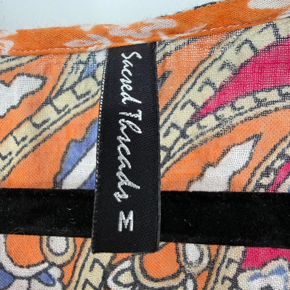 SACRED‎ THREADS BOHO PATCHWORK BLOUSE 100% COTTON MEDIUM MUSLIN GAUZE FAIRY - Picture 5 of 10